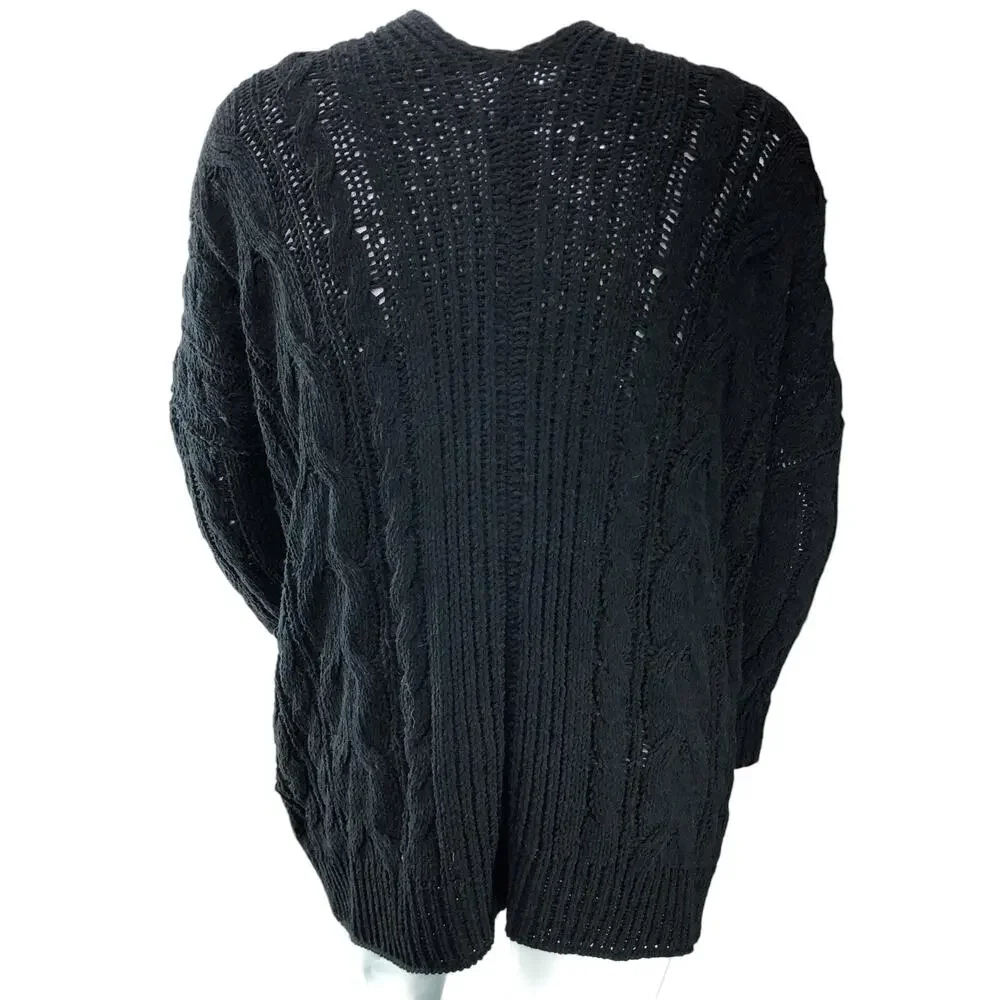 Loyd/Ford Womens Size M Sweater Chunky Knit Black Pure Rayon Sequins Pockets